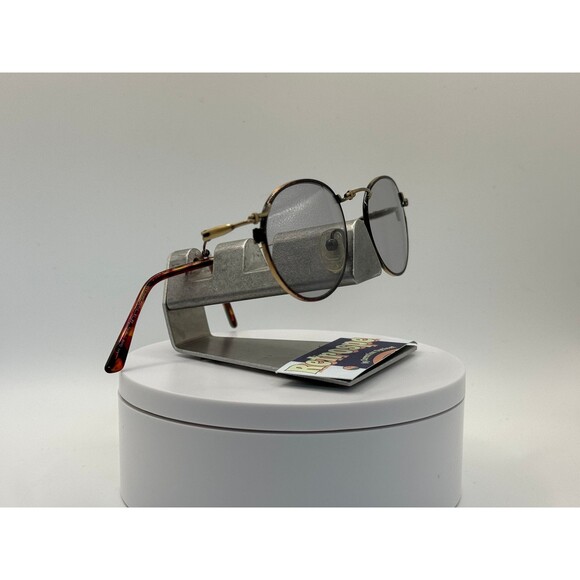 Vintage Eyeglasses NOS Round | Light Grey Lens | Gold/Wine Metal Frame | 90s-00s - Picture 3 of 10